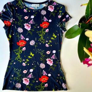 Ted Baker Floral Print T Shirt Size 0